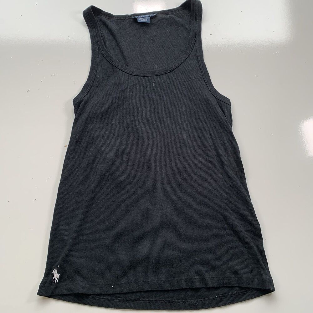 Ralph Lauren Polo Shirt Womens XL Black Tank Top Shirt Outdoors Casual Ladies